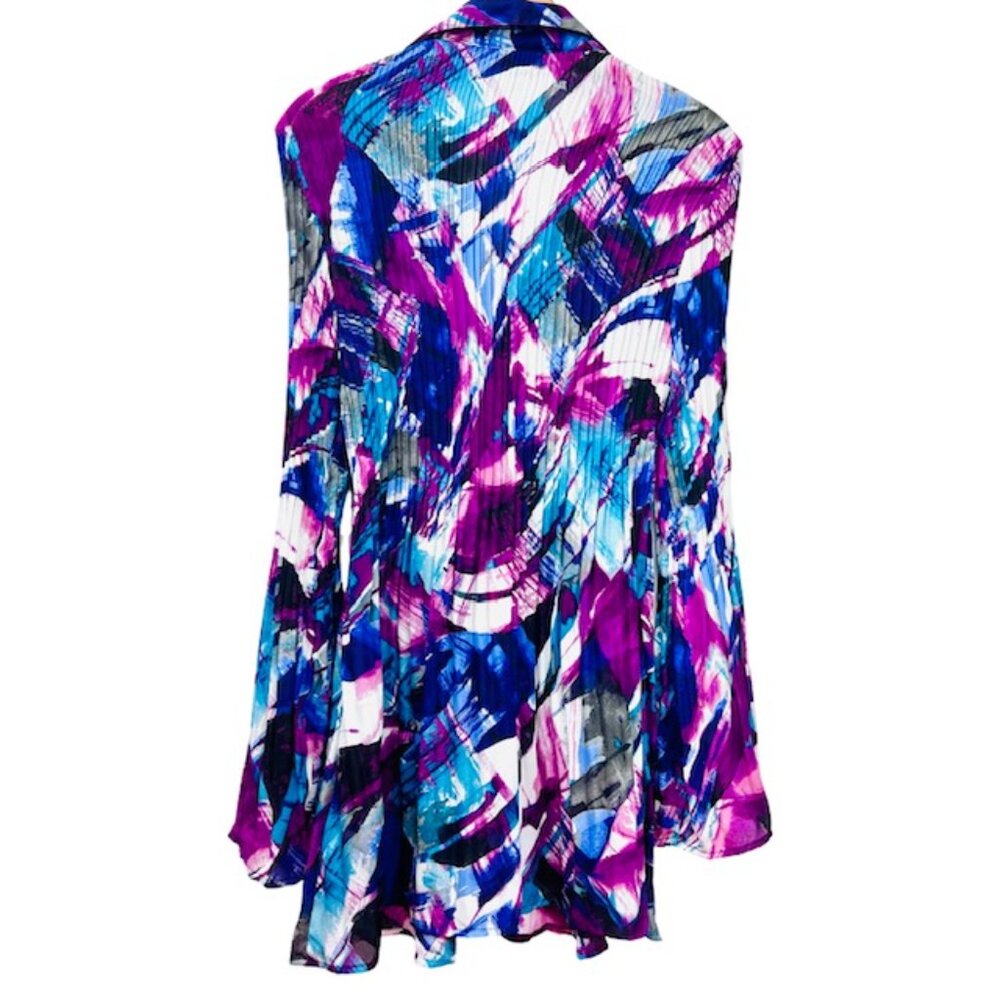 Sunny Leigh & Halley Mathews Blouse 1X+XL Pleated Ruffle V-Neck Bell Sleeve(#52 - Picture 11 of 12